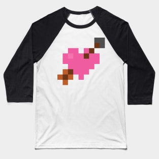 Shot Through My Pink Pixel Heart Baseball T-Shirt